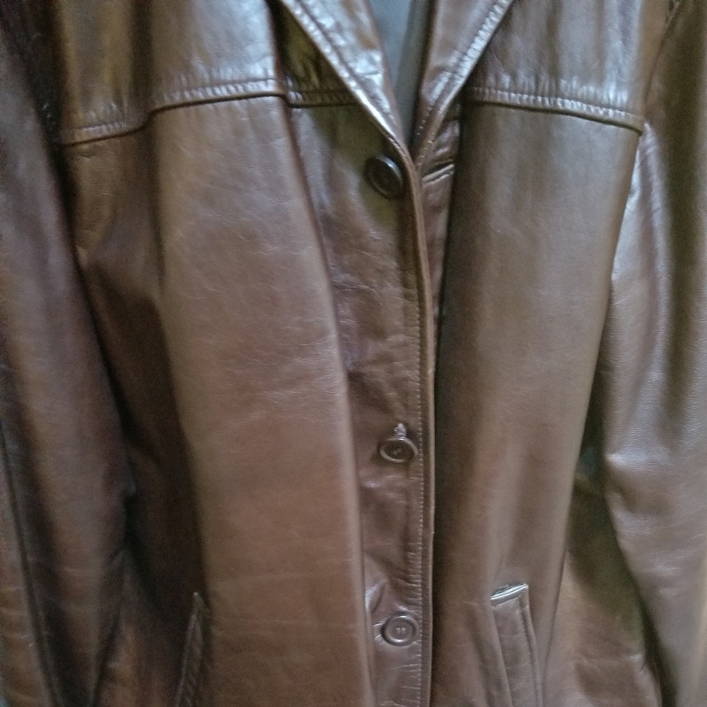 Big Man's Brown Leather Coat
